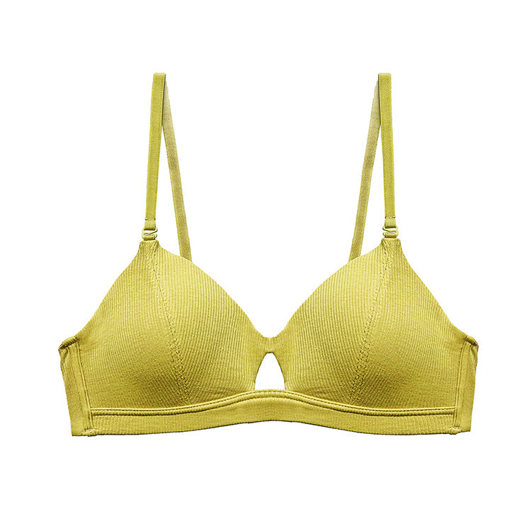 French Ribbed Thin No Steel Rim Bra European And American Sexy And Simple