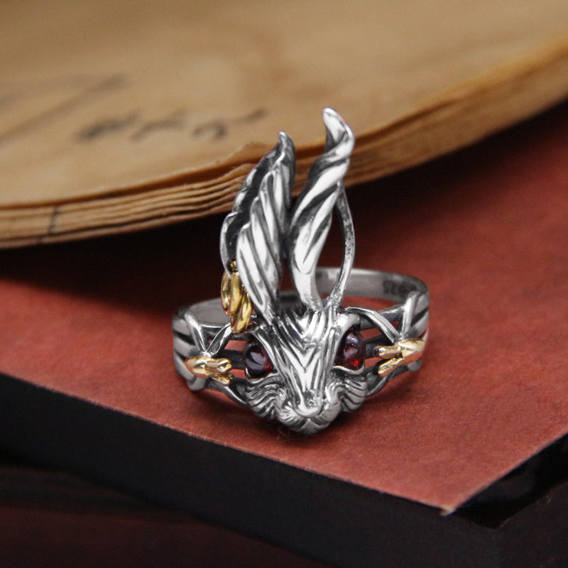 Old Vintage Red-eyed Rabbit Rings For Men And Women