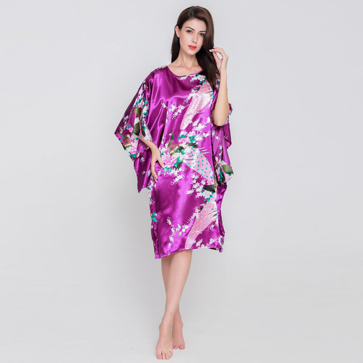 Thin Faux Silk Nightgown Spring Summer And Autumn