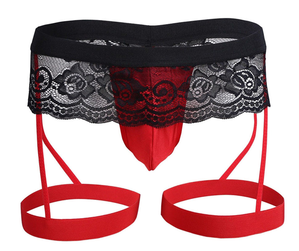 Erotic Underwear Men's Lace Three-point Panties