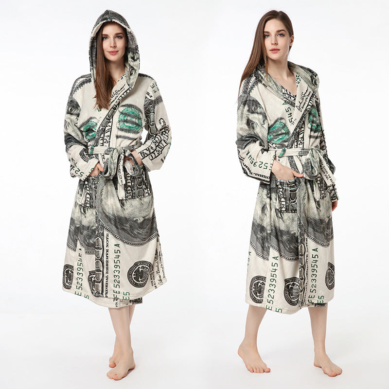 Home Furnishing Warm Nightgown Flannel Personalized Bathrobe