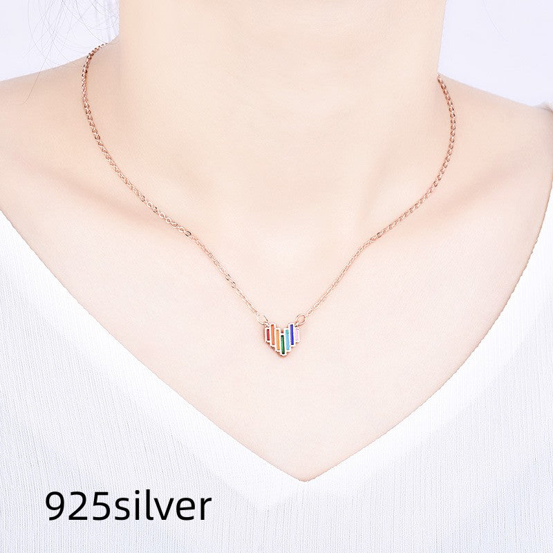 Rainbow Love Necklace Women