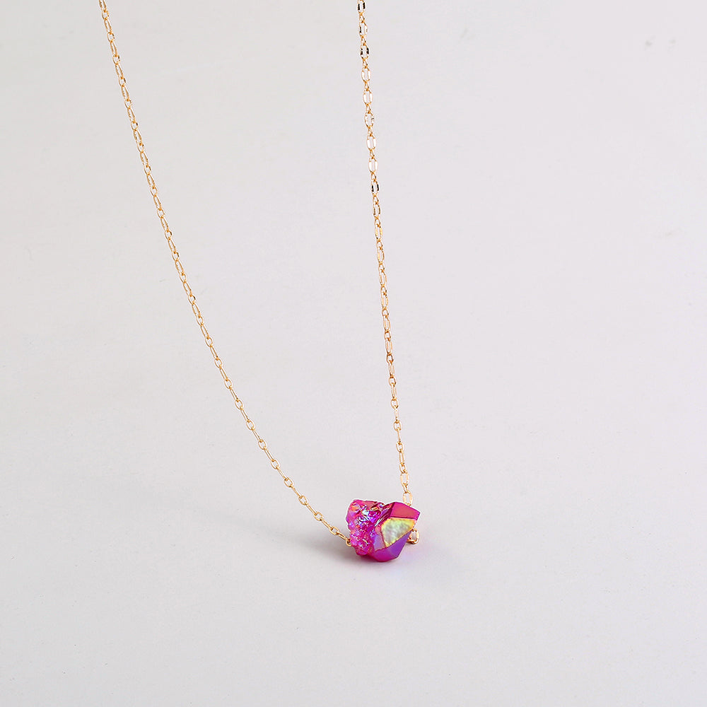 Purple Natural Stone Pendant Necklace Women