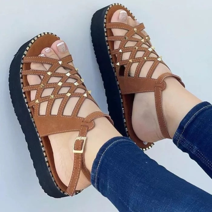 Women's Cutout Toe Platform Sandals