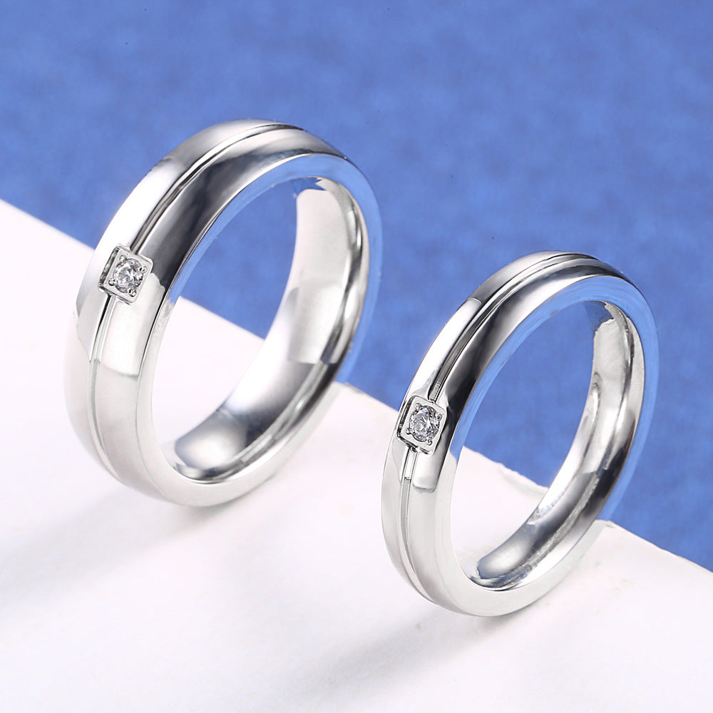 Simple Personality Titanium Steel Men And Women Couple Rings