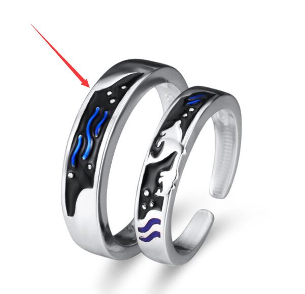 Sea And Whale Epoxy  Couple Men And Women Pair Rings Simple  Rings