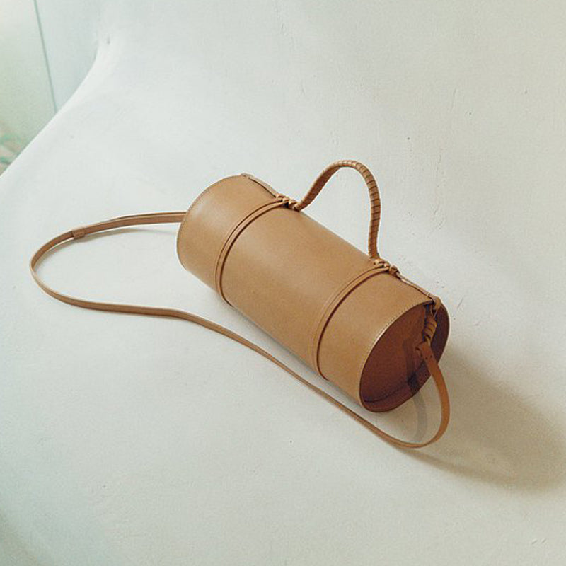 Women's Woven Portable Bamboo Tube Shoulder Bag