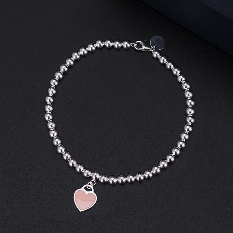 Double Heart Enamel Heart Pendant Bracelet Women