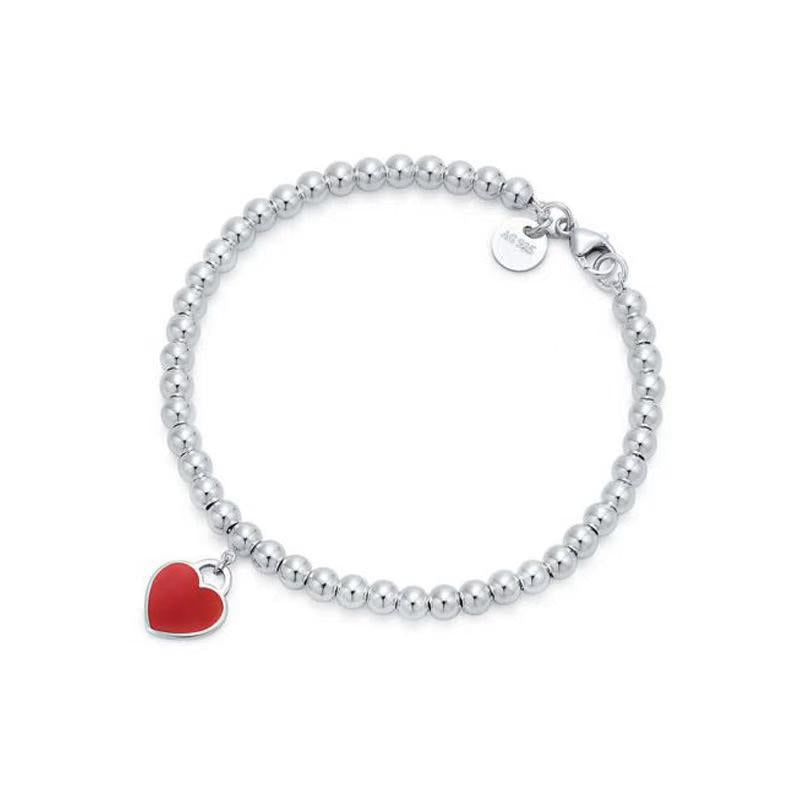 Double Heart Enamel Heart Pendant Bracelet Women