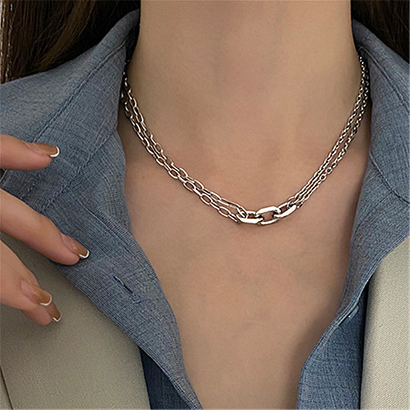 Titanium Steel Stacking Double Layer Necklace Women