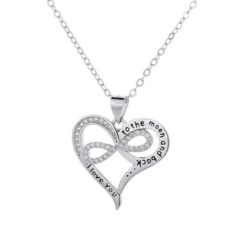 Silver Diamond Love Letter Necklace Women