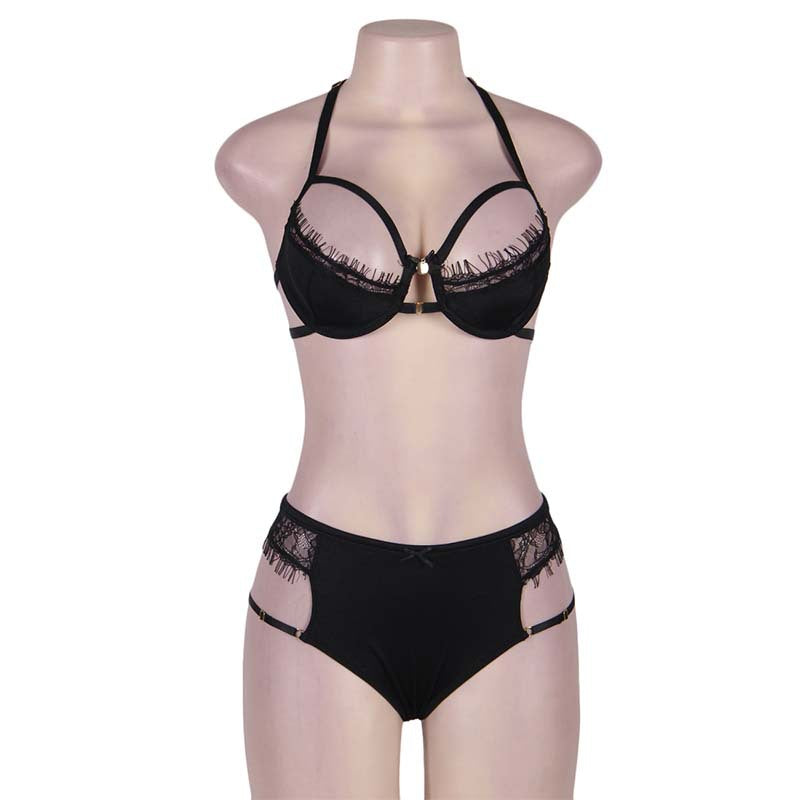 Three-point Halter Half-cup Bra Sexy Panties