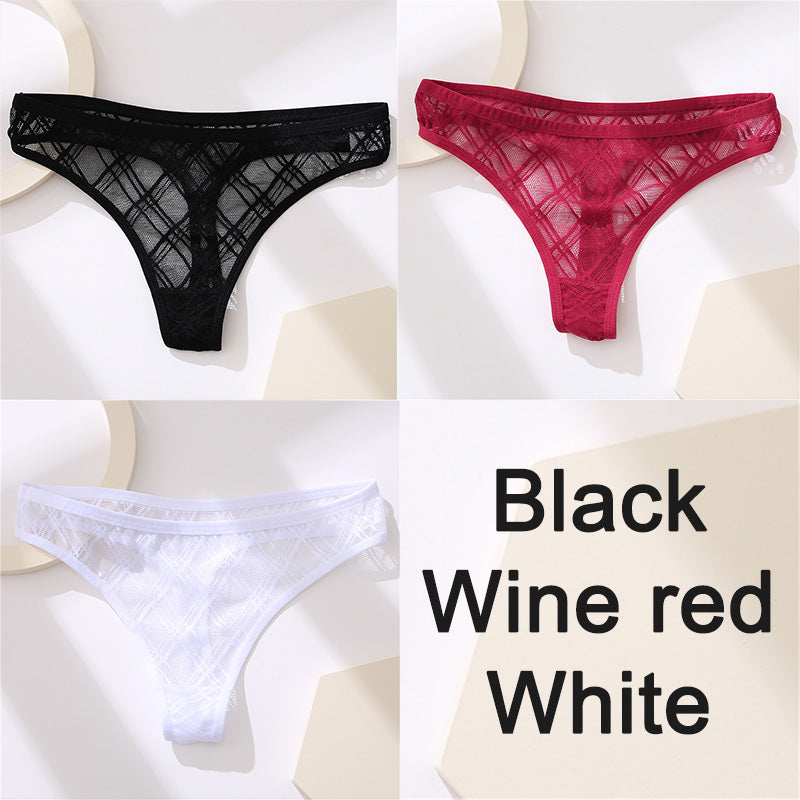 Lace Thong Women's Panties Briefs High Slit Cutout