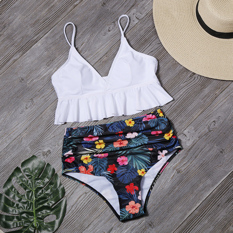 Fashion Printed Swimsuit For Women Ruffle Swimwear