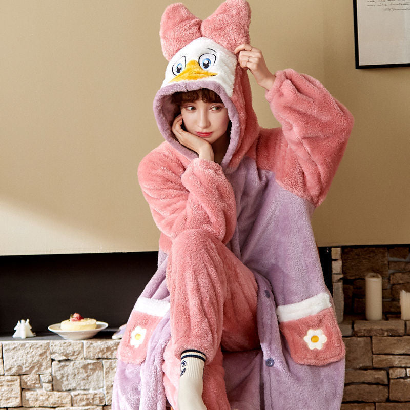 Sweet Fall Pajamas  Flannel Nightgown Women