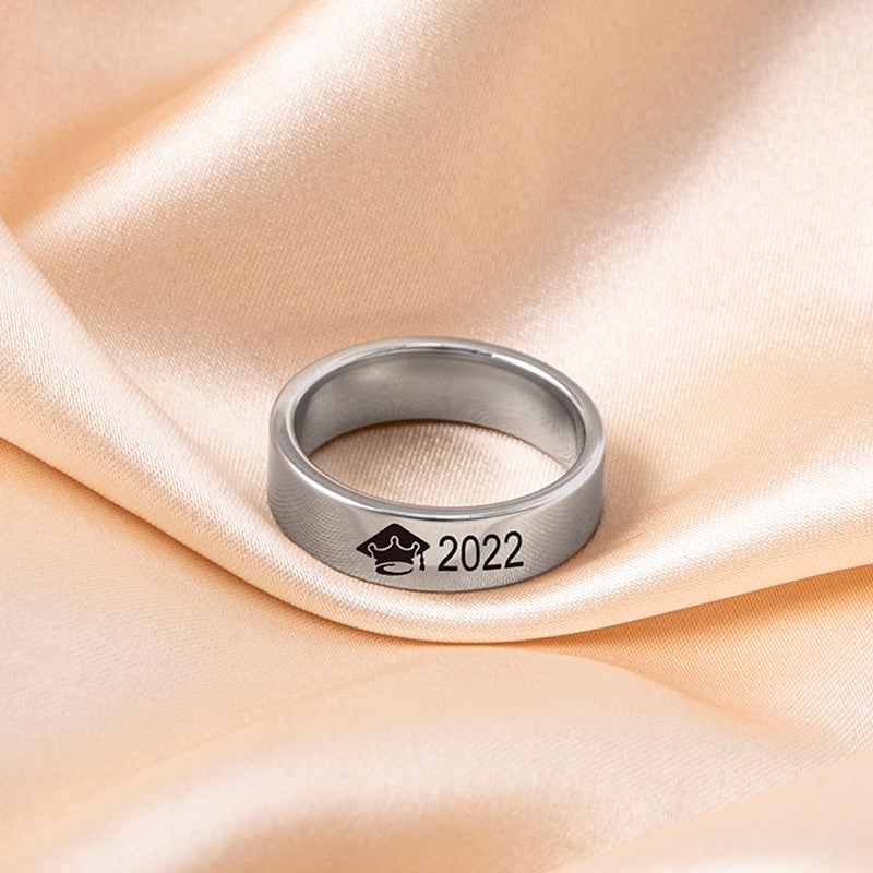 Graduation Stainless Steel Ring Silver Color Graduate Cap Rings For Women