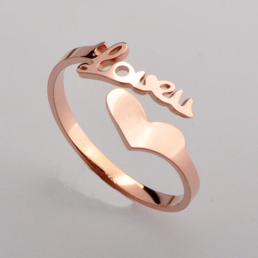 Heart-shaped Rose Gold Titanium Steel Ring For Women Couple Rings Little Finger Ring