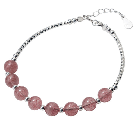 S925 Silver Bracelet Women Sweet Strawberry Crystal Bracelet