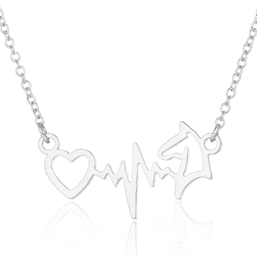 Women Fashion Ins Love ECG Necklace