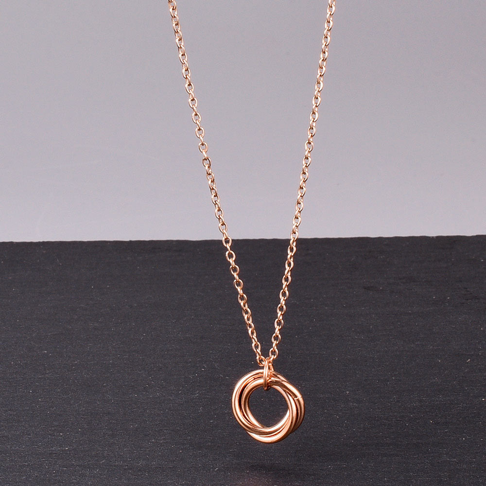 Golden Three Ring Necklace For Women