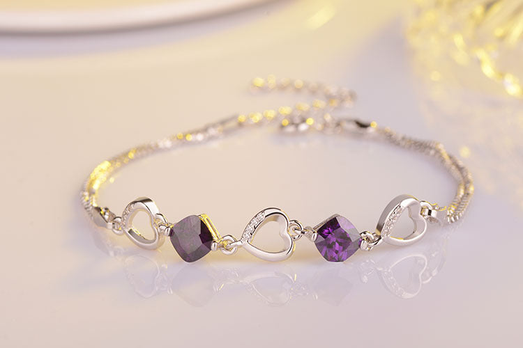 Diamond Love Heart Shaped Bracelet Women