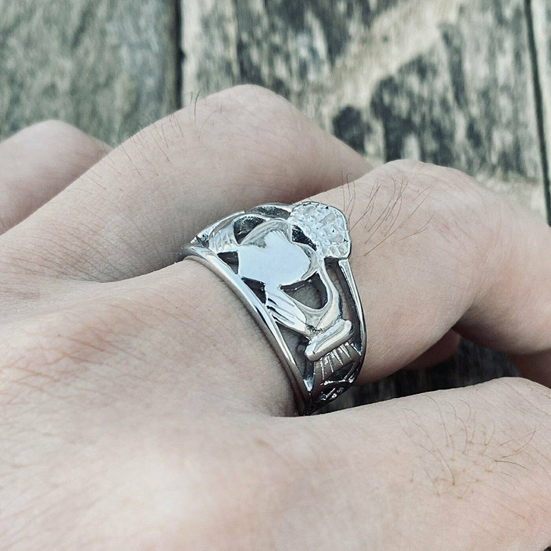 Silver Color Rings For Women Men Handmade Engraved