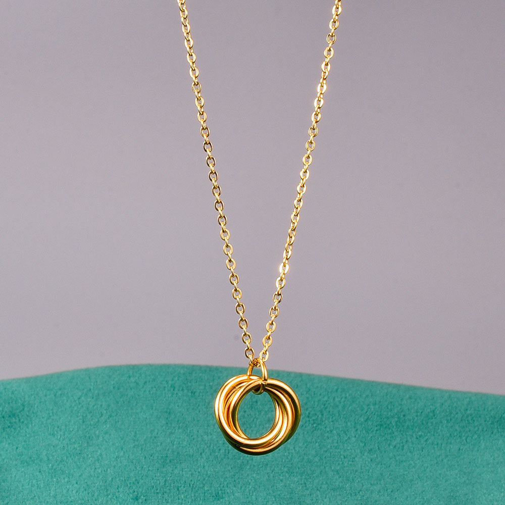 Golden Three Ring Necklace For Women