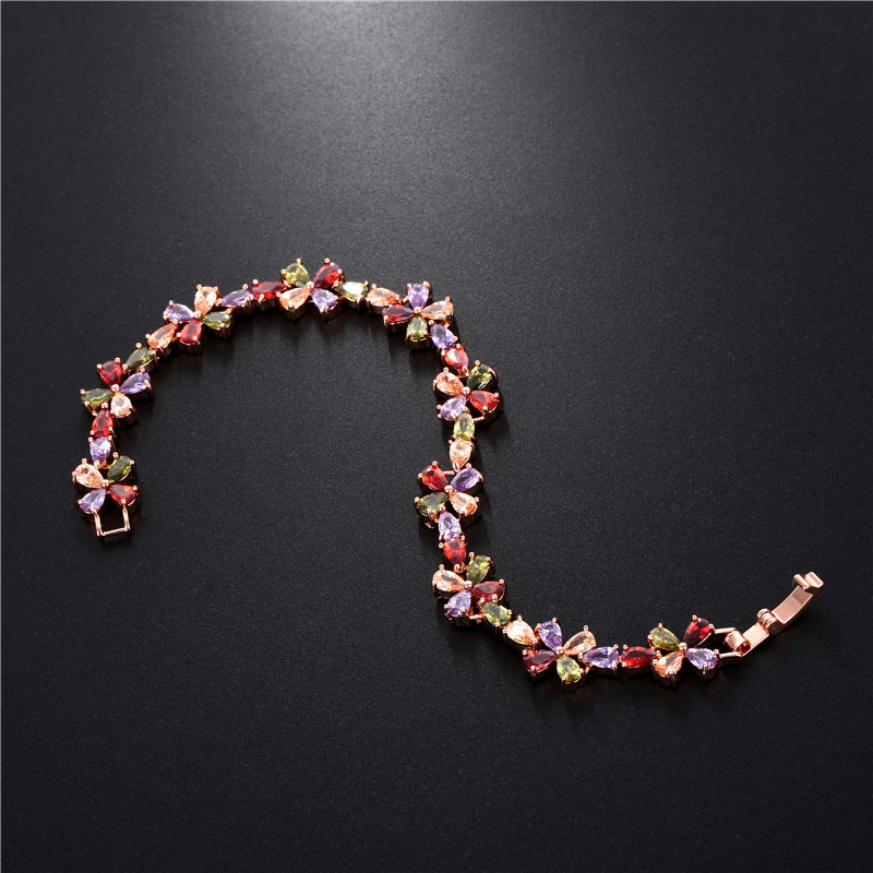 Rose Gold Colorful Zircon Bracelet Women