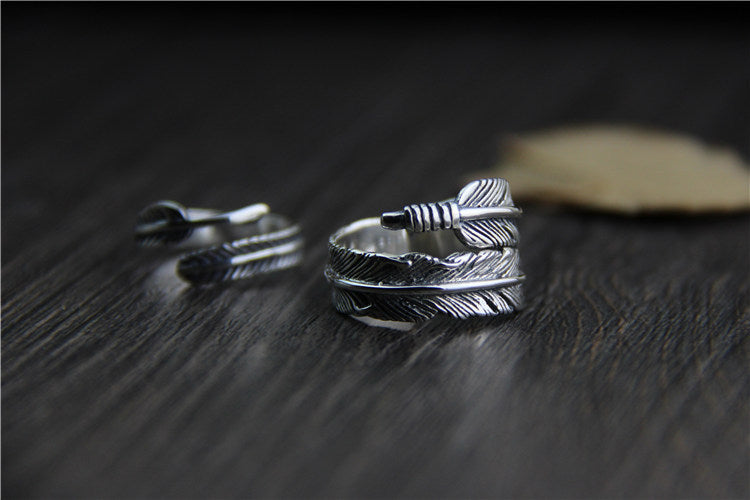 New Punk Feathers Arrow Opening Ring Boho Retro High-quality Personality Jewelry Men Rings For Women Resizable Rings