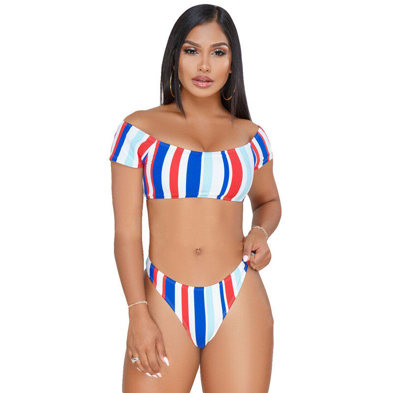 Split Bikini Striped Two-piece Swimsuit