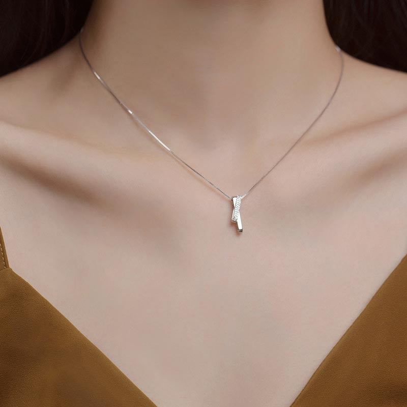 925 Silver Geometric Line Necklace Women