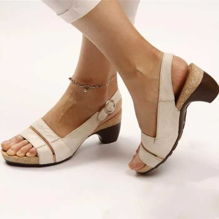 Ankle Strap Sandals Summer Low Heel Peep Toe Shoes Women