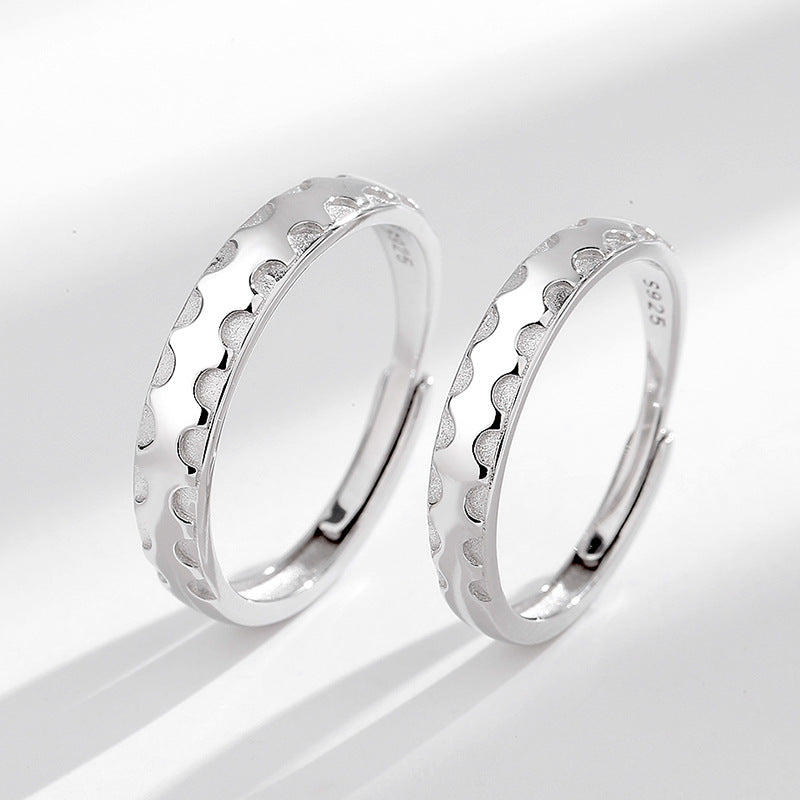 Sterling Silver Love Gear Couple Rings For Men And Women