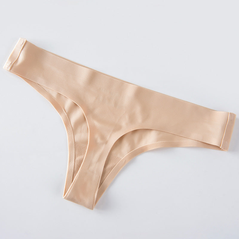 Ladies Mid-to-low-waist Seamless Ice Silk Panties