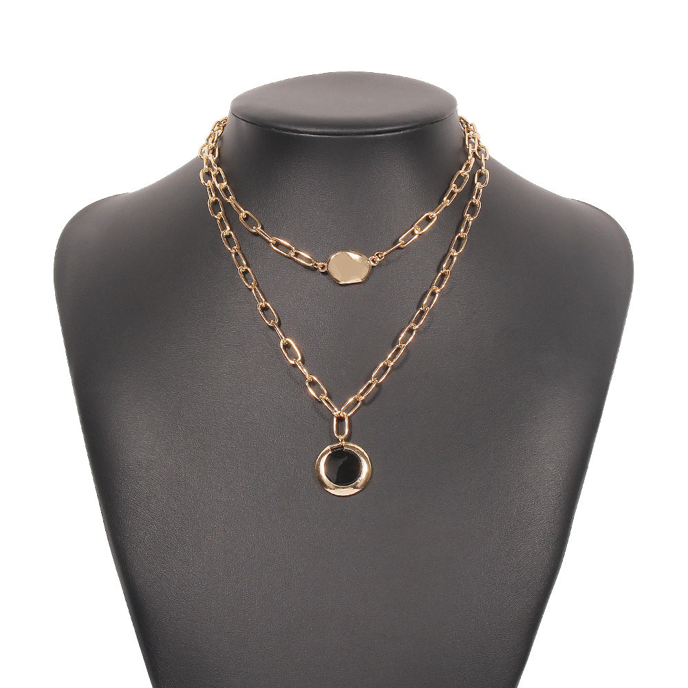 Simple Style Double Pendant Necklace Women