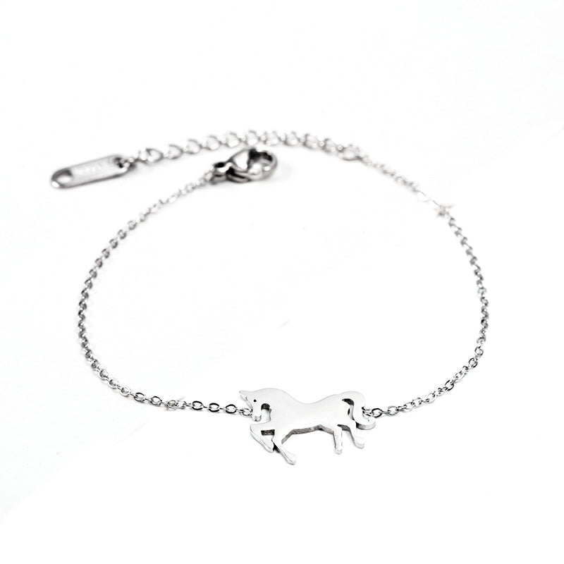 Fashion Gold Stainless Steel Unicorn Horse Charm Bracelet Dainty Silver Chain Bracelets For Women Girls Jewelry Gift