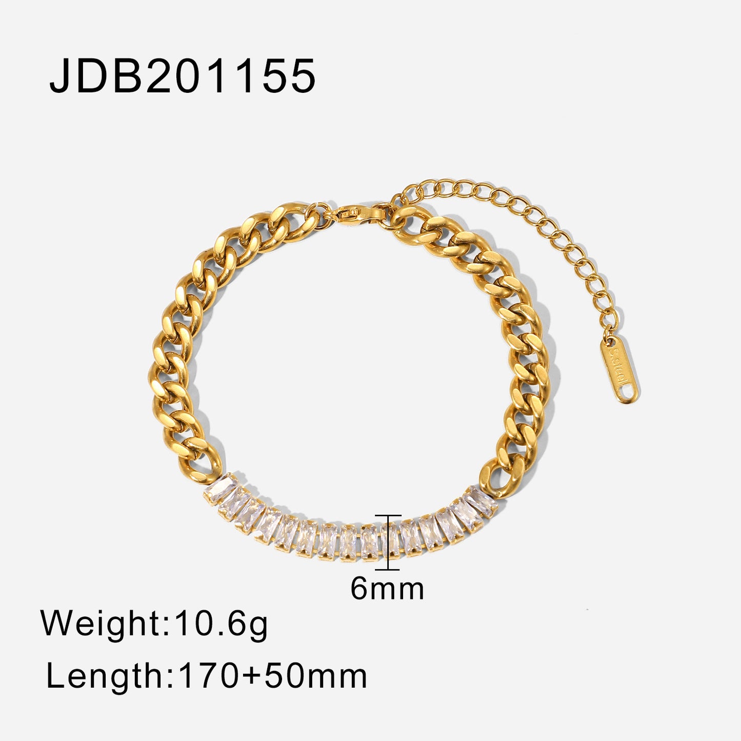 Ladies Fashion Zircon Stitching Chain Bracelet Women