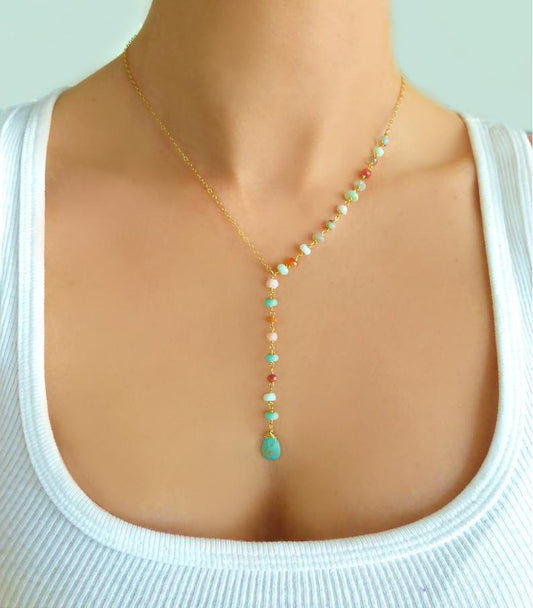 Colorful Rice Bead Chain Necklace Women New