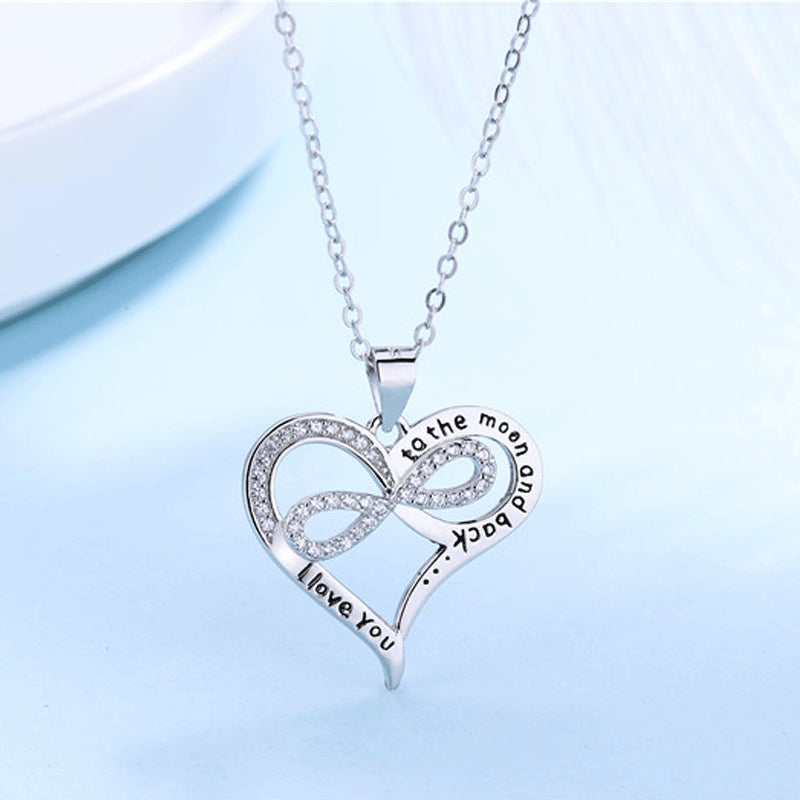 Silver Diamond Love Letter Necklace Women