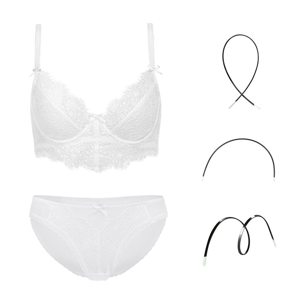 Fashion Transparent Women Bra And Panties Set Embroidery Lingerie Plus