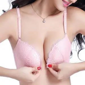 Lace Front Button Unwired Push Up Ladies Sexy Bra