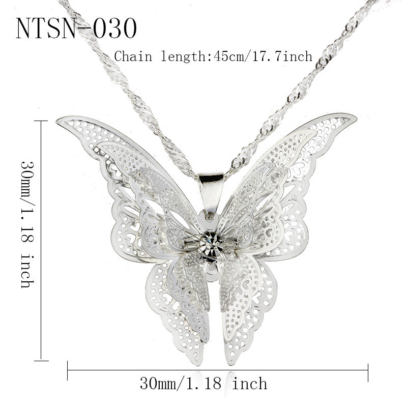 Silver Small Butterfly Necklace Accessories Women