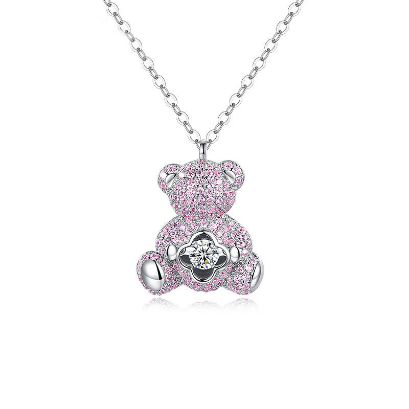 Clavicle Chain Smart Cute Bear Zircon Necklace For Women