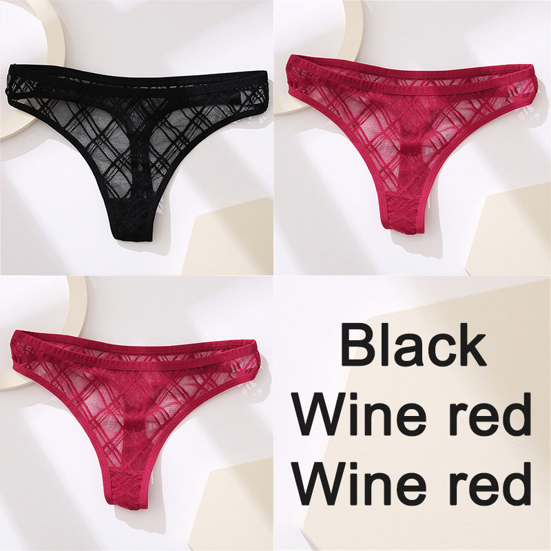 Lace Thong Women's Panties Briefs High Slit Cutout