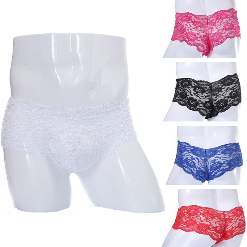 Solid Color Men's Lace Panties