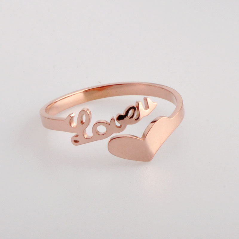 Heart-shaped Rose Gold Titanium Steel Ring For Women Couple Rings Little Finger Ring